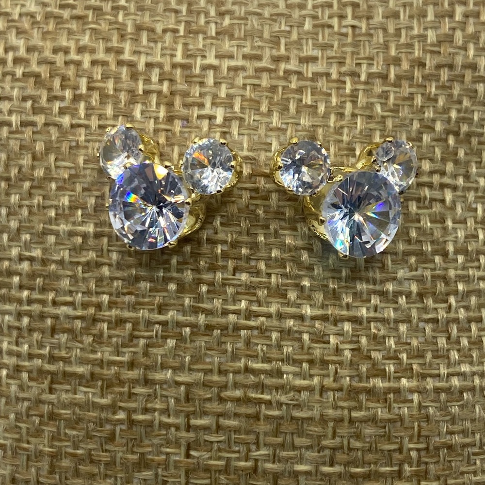 ⭐ 3/$15 ⭐ Disney Mickey Mouse Diamond CZ Gold Stud Earrings ~ NEW